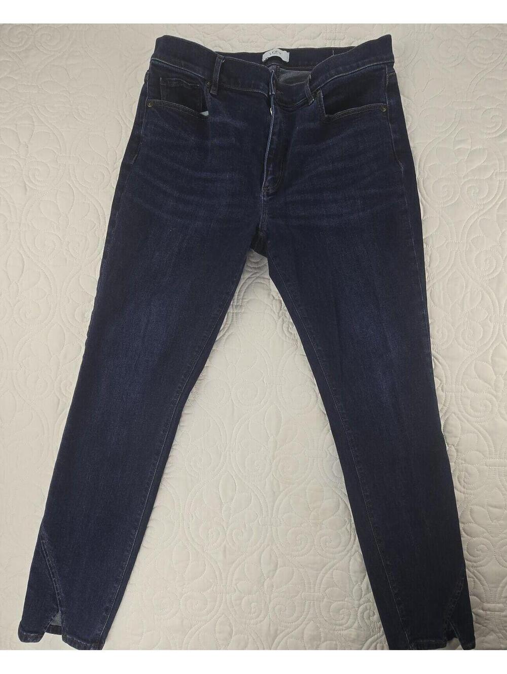 LOFT Outlet Skinny Jeans Womens Size 12 Dark Wash Ankle Slit Hem Stretch Denim - Picture 2 of 9